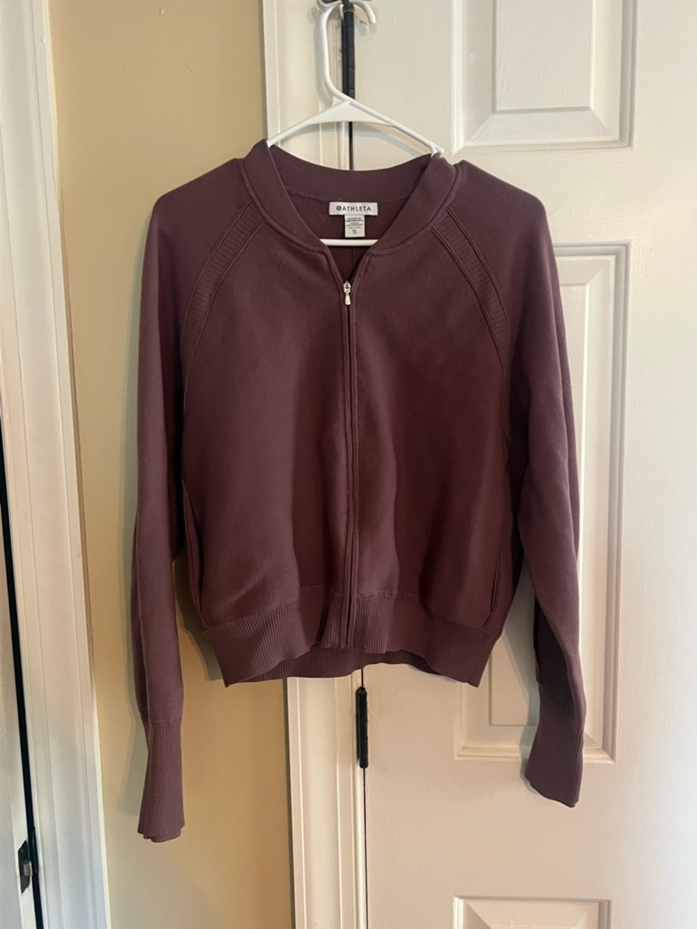Athleta Women's Wine Zip-Front Bomber Jacket